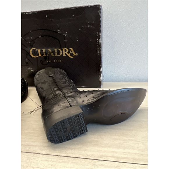 Cuadra Men Sz 9 Black Ostrich Traditional Cowboy Western Boot made by Cuadra - Picture 8 of 15